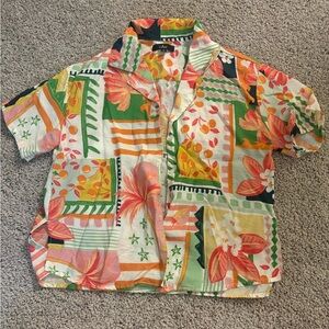 Lulu's Tropical Floral Button Down Shirt